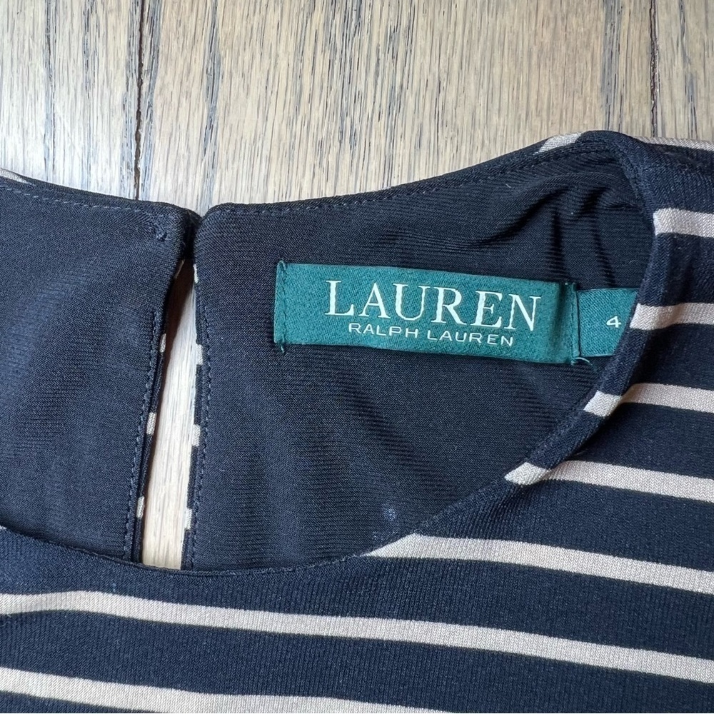 Lauren Ralph Lauren Striped Sleeveless Black & Tan Maxi Dress Size 4 - Picture 12 of 13
